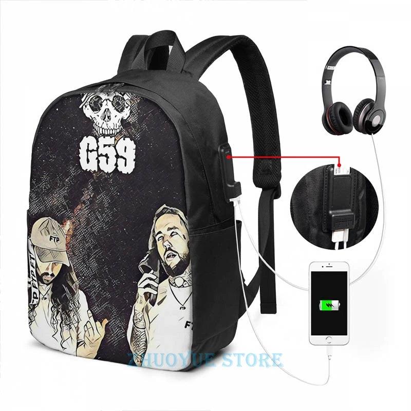 Suicideboys G59 Space Art USB Charge Backpack Men Women School Travel Laptop Bag