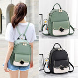 Small Backpack Women Casual PU Leather Female Bagpack