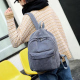 Corduroy Backpack Large Capacity Women Zip Student Schoolbag