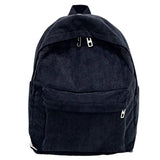 Corduroy Backpack Large Capacity Women Zip Student Schoolbag