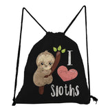 Sloth Print Drawstring Backpack for Students