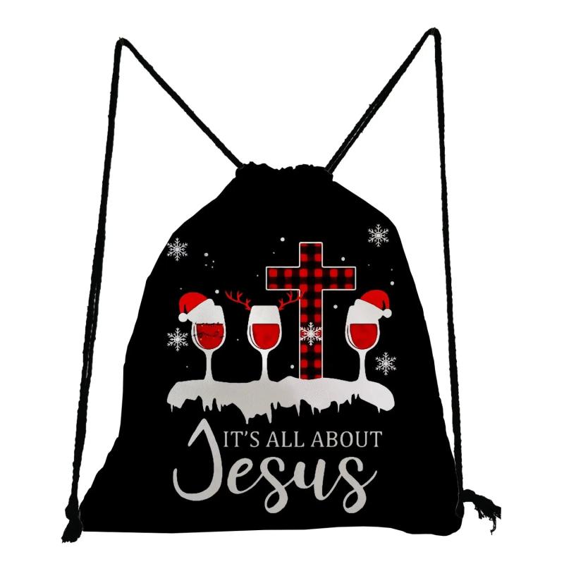 Christmas Tree Gift Backpack Drawstring Pocket