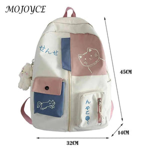 Cat Printing School Knapsack Large Capacity Women's Backpack