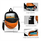 Orange Basketball Ball Game Large Capacity Backpack Laptop Travel Bag