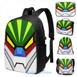 Funny Graphic Jeeg Robot USB Charge Backpack School Travel Laptop Bag