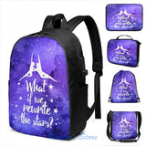 Rewrite the Stars Galaxy USB Charge Backpack Men Women Travel Laptop Bag