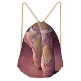 Pink Ballet Shoes Drawstring Bag Small School Backpack