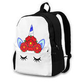 Unicorn Crown Red Flower Satchel Schoolbag Backpack