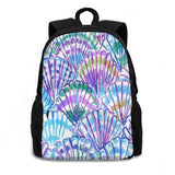 Ocean Summer Purple Seashell Backpacks For Men Women Teenagers