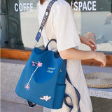 Anti Theft Oxford Backpacks for Women with Chinese Style Embroidery