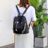 Anti Theft Oxford Backpacks for Women with Chinese Style Embroidery