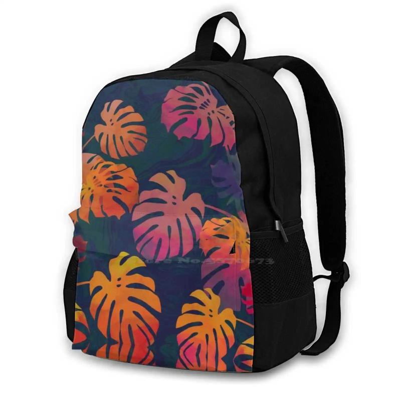 Monstera Sunset Silhouette Print Backpack