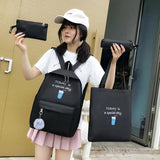 4 Pcs Sets Canvas Schoolbags For Teenage Girls Female Children Shoulder Bags