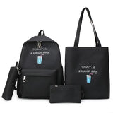 4 Pcs Sets Canvas Schoolbags For Teenage Girls Female Children Shoulder Bags