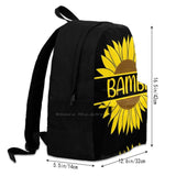 Sunflower Name Tag Travel Backpack for Girls