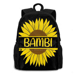 Sunflower Name Tag Travel Backpack for Girls