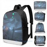 Funny Subnautica USB Charge Backpack - School Travel Laptop Bag