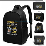 Funny Rottweiler Quote USB Charge Backpack School Bag