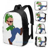 Luigi Minimalist USB Charge Backpack Men Women School Travel Laptop Bag