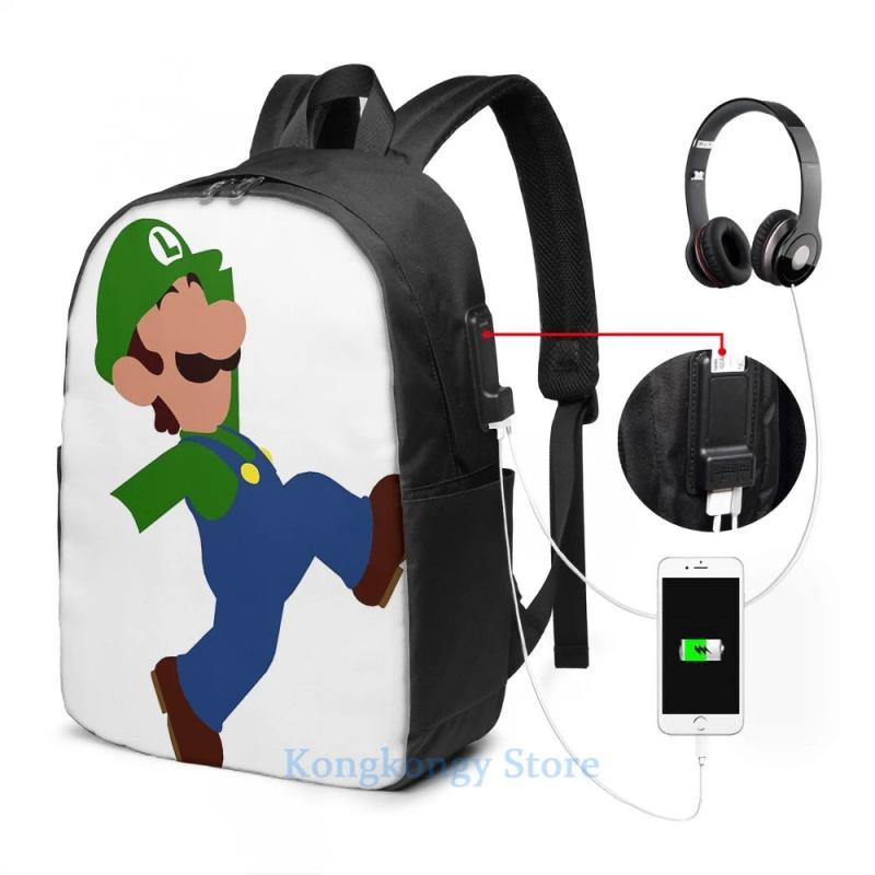 Luigi Minimalist USB Charge Backpack Men Women School Travel Laptop Bag