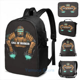 Funny Graphic Call of Marker Dead Space USB Charge Backpack Men School Bag