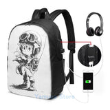 Arale USB Charge Backpack Funny Graphic Print Men Women School Travel Laptop Bag