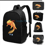 Axolotl USB Charge Backpack Funny Graphic Print School Travel Laptop Bag