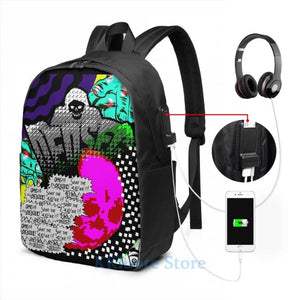Funny Dedsec USB Charge Backpack for Men and Women
