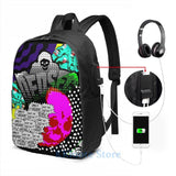 Funny Dedsec USB Charge Backpack for Men and Women