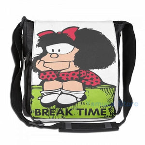 Graphic Print Mafalda Break Time USB Charge Backpack Men Women Travel Bag
