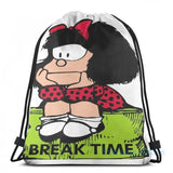 Graphic Print Mafalda Break Time USB Charge Backpack Men Women Travel Bag