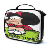 Graphic Print Mafalda Break Time USB Charge Backpack Men Women Travel Bag