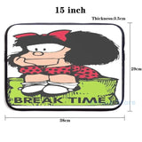 Graphic Print Mafalda Break Time USB Charge Backpack Men Women Travel Bag