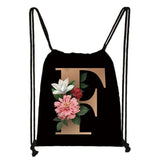 Harajuku 26 Letter Flower Backpack Ladies Drawstring Bag