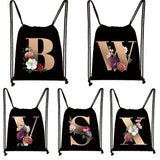 Harajuku 26 Letter Flower Backpack Ladies Drawstring Bag