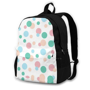Jubijay Bubbles 3D Print Backpack Pastel Pink Green Peach Polka