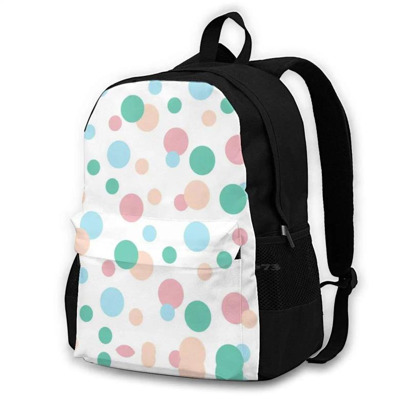 Jubijay Bubbles 3D Print Backpack Pastel Pink Green Peach Polka