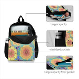 Travel Laptop Bagpack Bags Doodle Yellow Red Orange Green Purple Plum Outlines