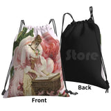 Pink Rose Backpack Drawstring Gym Bag Waterproof Vintage