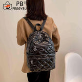 Quilted Women Backpacks Nylon Rhombic Lattice Cotton-Padded Backpack