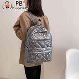 Quilted Women Backpacks Nylon Rhombic Lattice Cotton-Padded Backpack