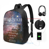 Funny Graphic Print Jehovah Psalm 8318 USB Charge Backpack