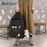 Casual Nylon Backpack with Multi-pocket Shoulder Straps