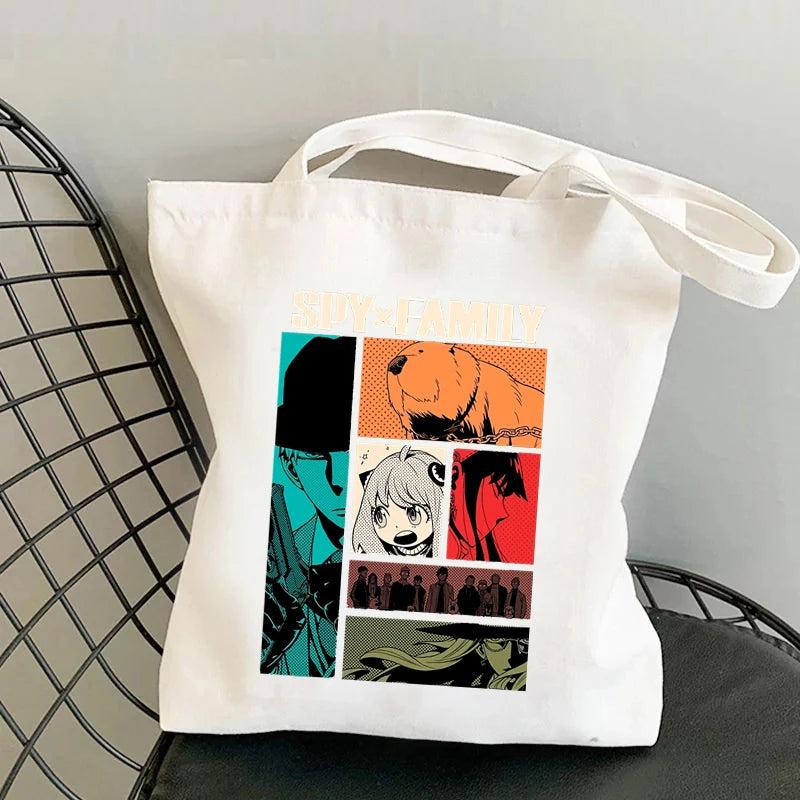 SPYFAMILY Anime Tote Bag Harajuku Canvas Anya Smug Spy Family Shoulder Bag