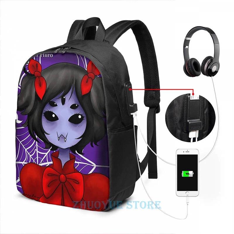 Funny Graphic Print Undertale - Muffet USB Charge Backpack
