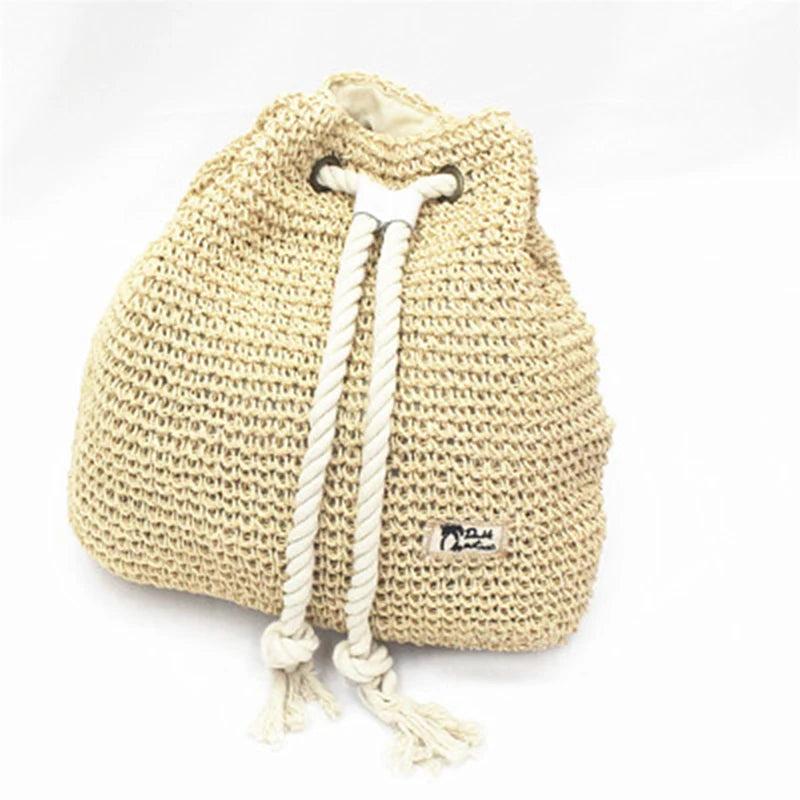 Summer Straw Bag Women Backpack Rucksack For Girls Mochila Beach Shoulder Bag