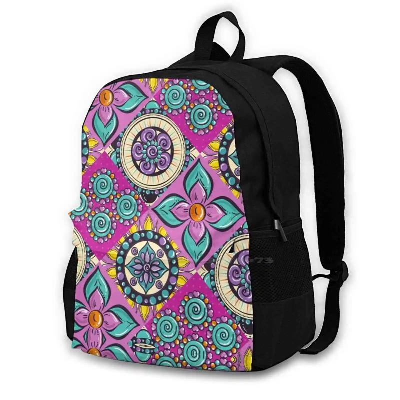 Purple Flower Backpack for Men Women Teenagers Girls