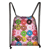 Donut Rainbow Drawstring Bag Candy Backpack Kids Kindergarten School