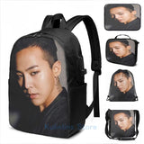 G Dragon USB Charge Backpack Men Women Travel Bag