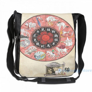 Okami Zodiac Wheel USB Charge Backpack School Travel Laptop Bag